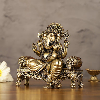 Brass Superfine Intricate Lightweight Lord Ganesha Idol - 5.5"