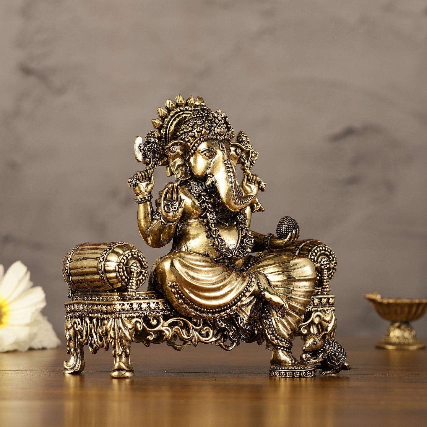 Brass Superfine Intricate Lightweight Lord Ganesha Idol - 5.5"