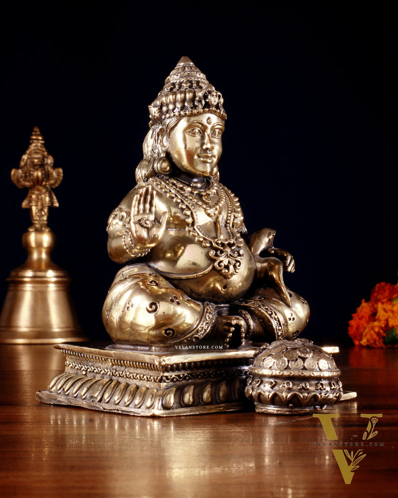 Brass Superfine Intricate Lord Kubera Idol 5"