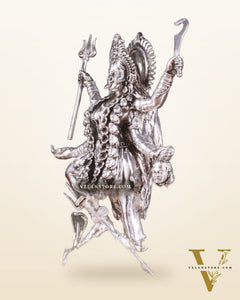 Brass Superfine Intricate Mahakali Idol | 6.5" silver plated