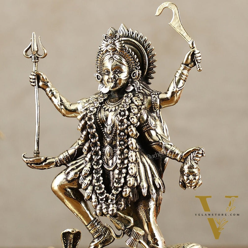 Brass Superfine Intricate Mahakali Idol | 6.5"