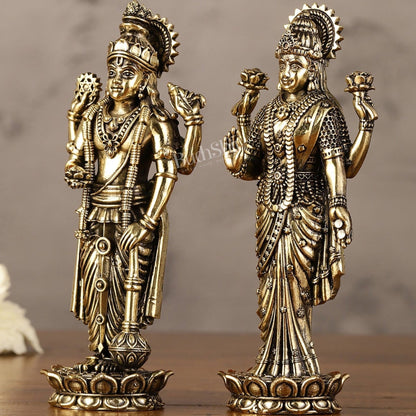 Brass Superfine Intricate Miniature Vishnu Lakshmi Narayana Idol - 5"