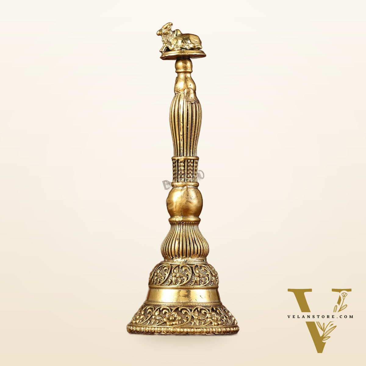 Brass Superfine Intricate Pooja Bell with Nandi - 4.5"