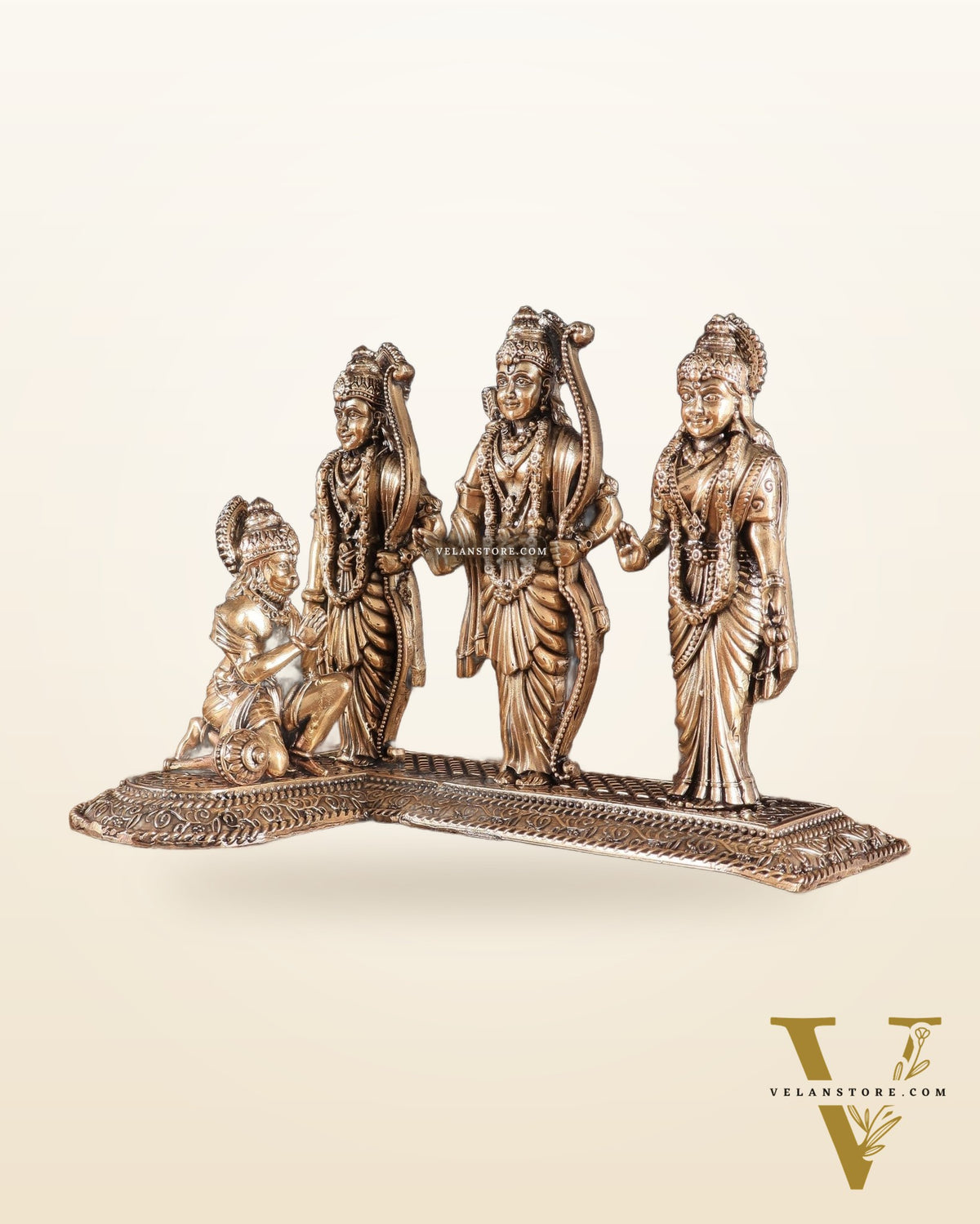 Brass Superfine Intricate Ram Darbar Idol – 6" x 7.5" x 5" | Handcrafted by Silver Artisans