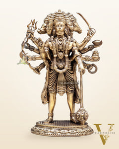 Brass Superfine Intricate Standing Panchmukhi Hanuman Idol 8"