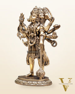 Brass Superfine Intricate Standing Panchmukhi Hanuman Idol 8"