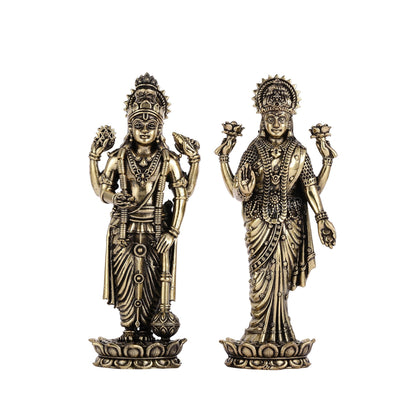 Brass Superfine Intricate Standing Vishnu Lakshmi Narayana Idol - 6"