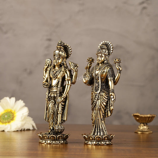 Brass Superfine Intricate Standing Vishnu Lakshmi Narayana Idol - 6"