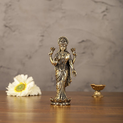 Brass Superfine Intricate Standing Vishnu Lakshmi Narayana Idol - 6"