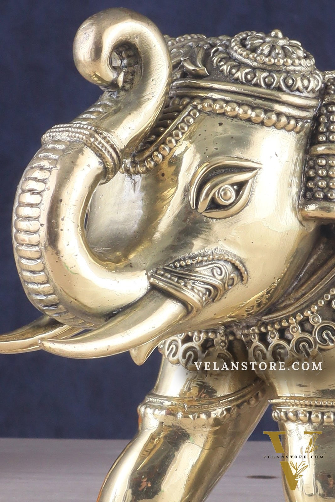 Brass Superfine Intricately Carved Elephant Statue 10" wide