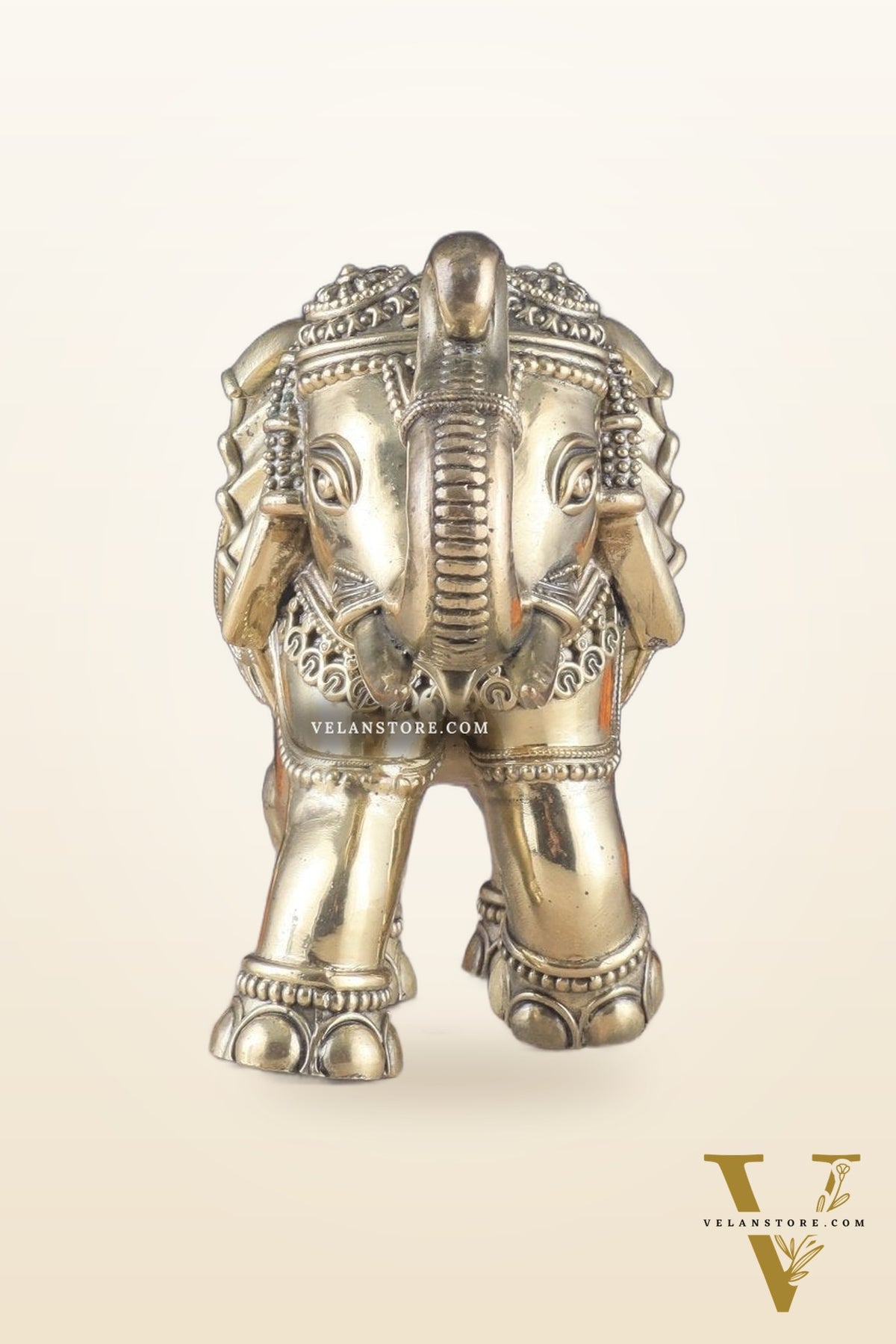 Brass Superfine Intricately Carved Elephant Statue 10" wide