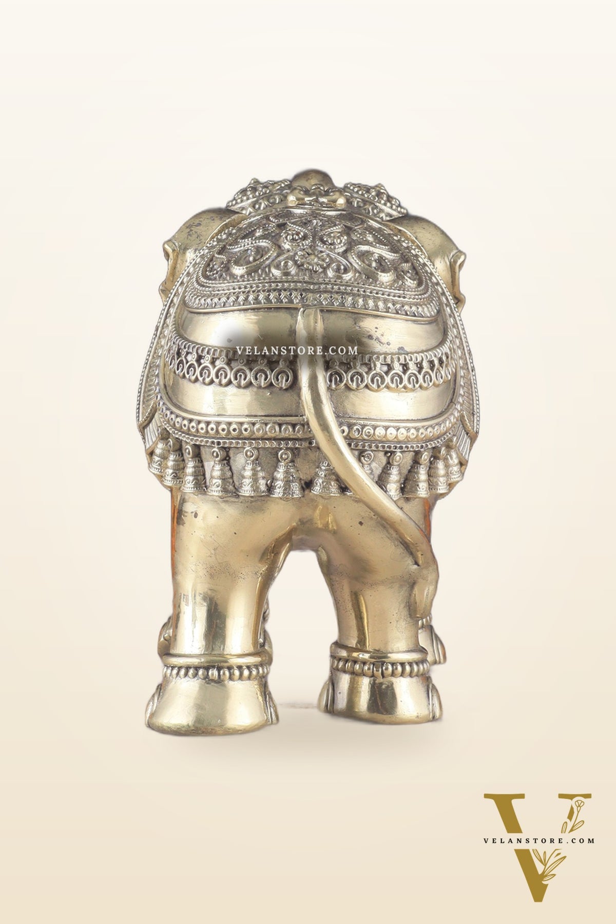 Brass Superfine Intricately Carved Elephant Statue 10" wide