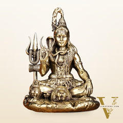 Brass Superfine Intricately Carved Lord Shiva Aashirwad Idol - 5.5 Inch