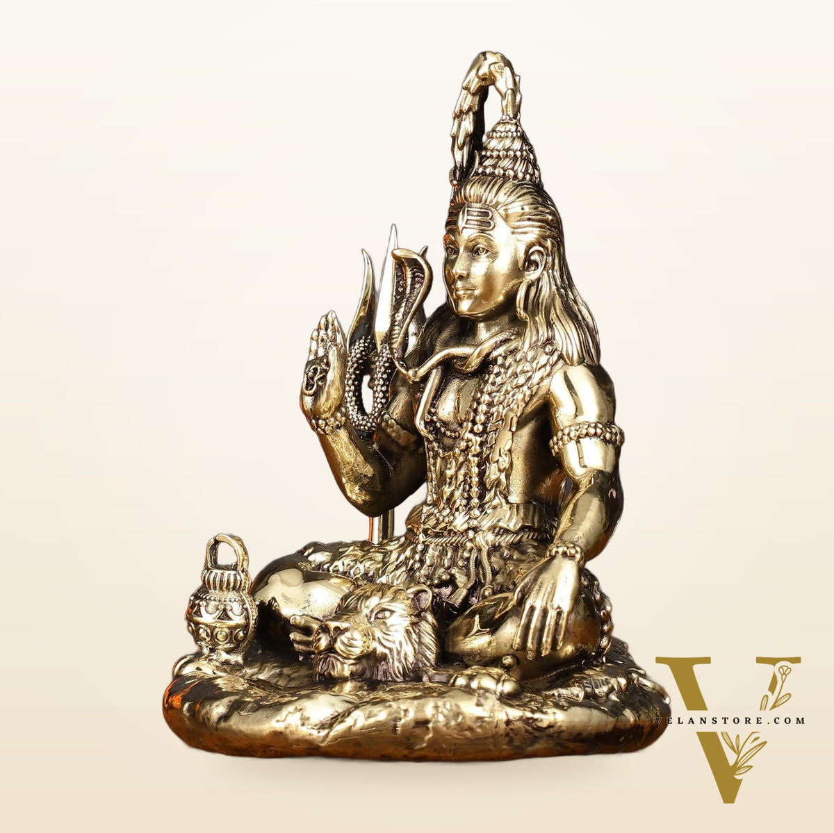 Brass Superfine Intricately Carved Lord Shiva Aashirwad Idol - 5.5 Inch