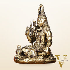Brass Superfine Intricately Carved Lord Shiva Aashirwad Idol - 5.5 Inch