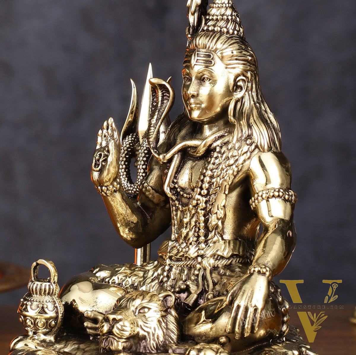 Brass Superfine Intricately Carved Lord Shiva Aashirwad Idol - 5.5 Inch