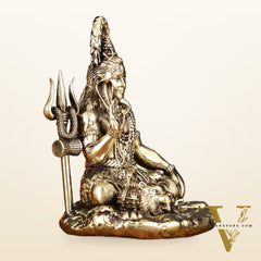 Brass Superfine Intricately Carved Lord Shiva Aashirwad Idol - 5.5 Inch
