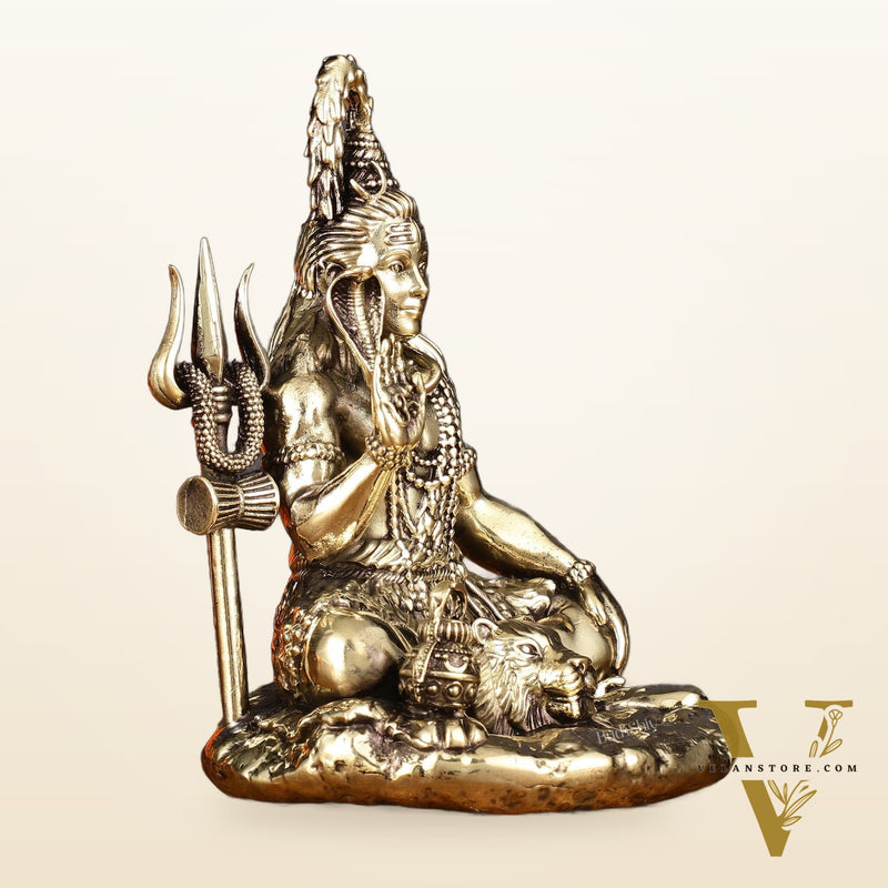 Brass Superfine Intricately Carved Lord Shiva Aashirwad Idol - 5.5 Inch