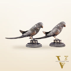 Brass Superfine Intricately Carved Parrot pair Showpiece - 4 Inch