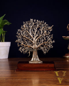 Brass Superfine Kalpavriksha Tree on Wooden Base – 7.5 Inch