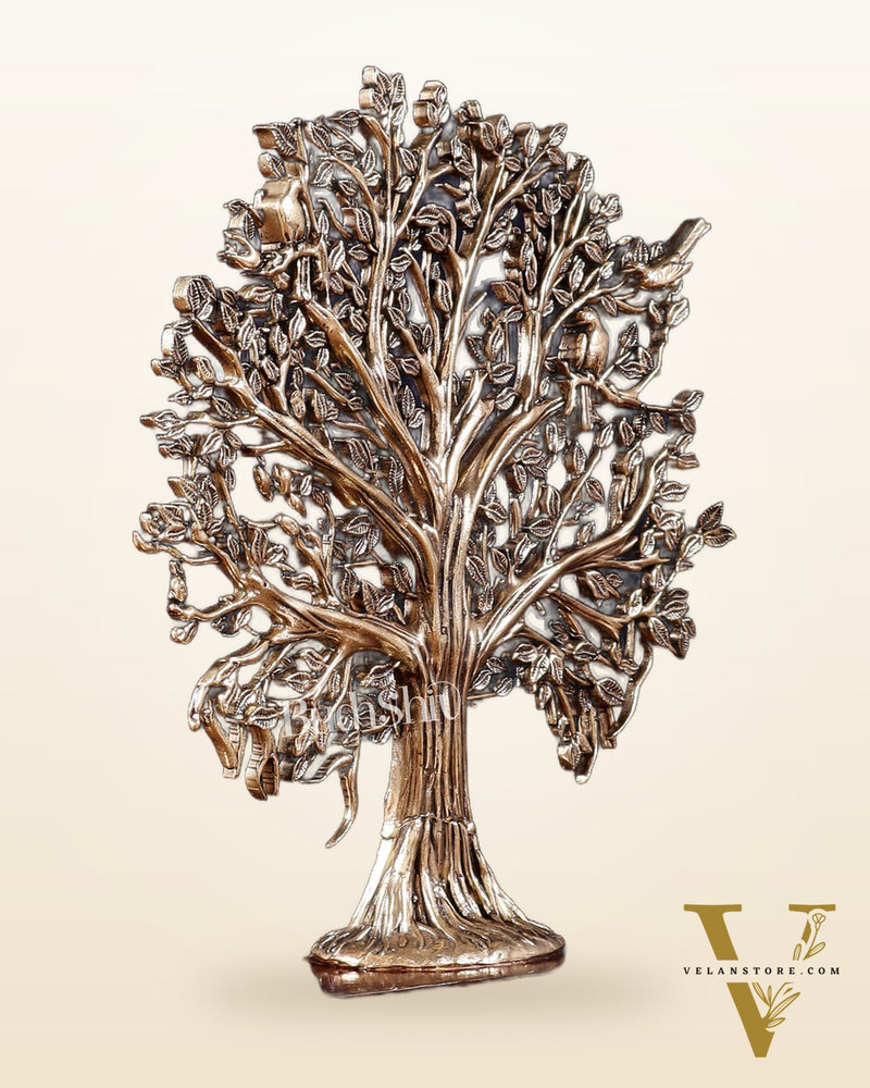 Brass Superfine Kalpavriksha Tree on Wooden Base – 7.5 Inch