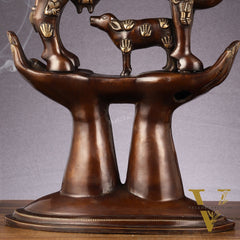 Brass Superfine Kamadhenu Cow with Calf Idol large 18"
