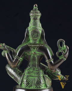 Brass Superfine Kamal Saraswati Idol - Lotus Saraswati Murti 10 Inch