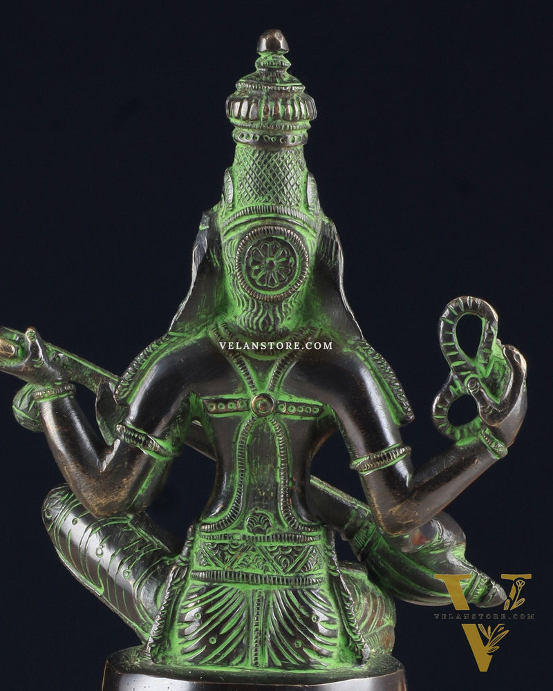 Brass Superfine Kamal Saraswati Idol - Lotus Saraswati Murti 10 Inch