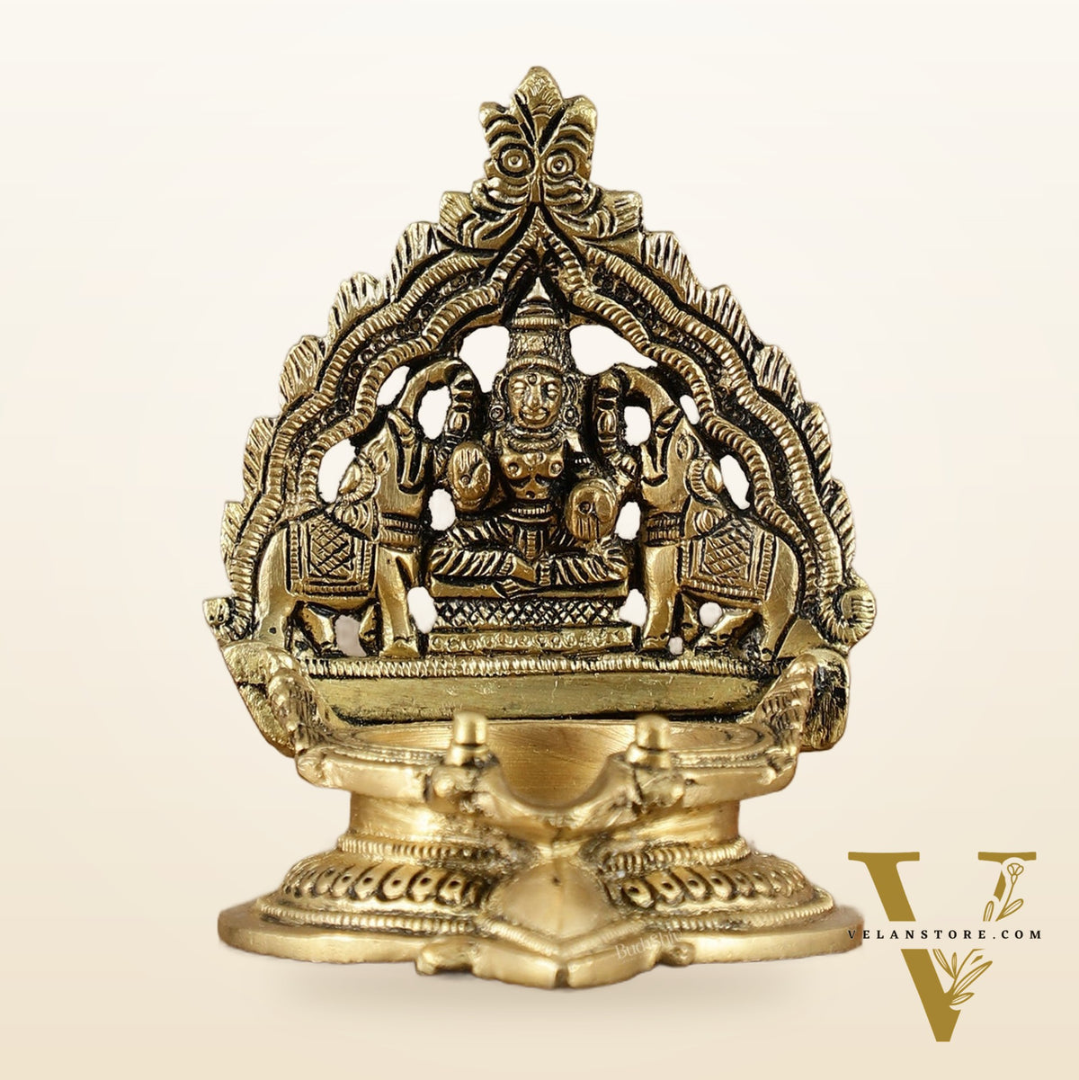Brass Superfine Kamatchi Vilakku Gajalakshmi Diya - 4.2 Inch