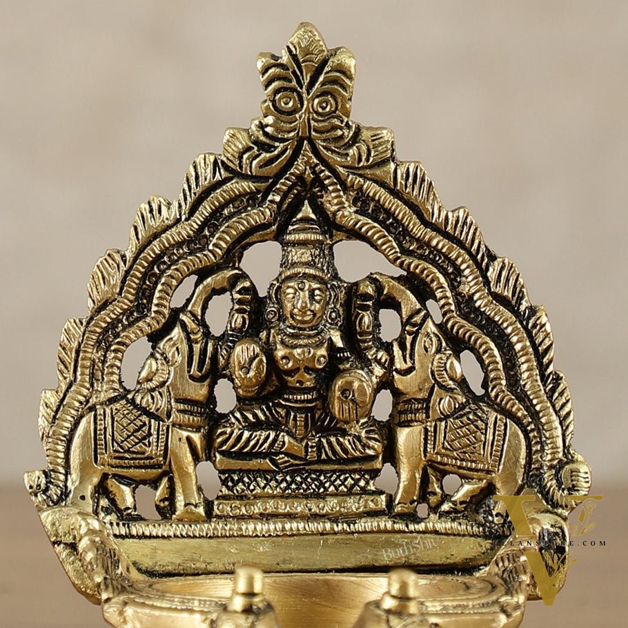 Brass Superfine Kamatchi Vilakku Gajalakshmi Diya - 4.2 Inch