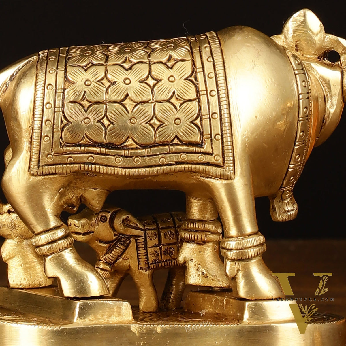 Brass Superfine Kamdhenu Cow with Calf Idol - 4" Height