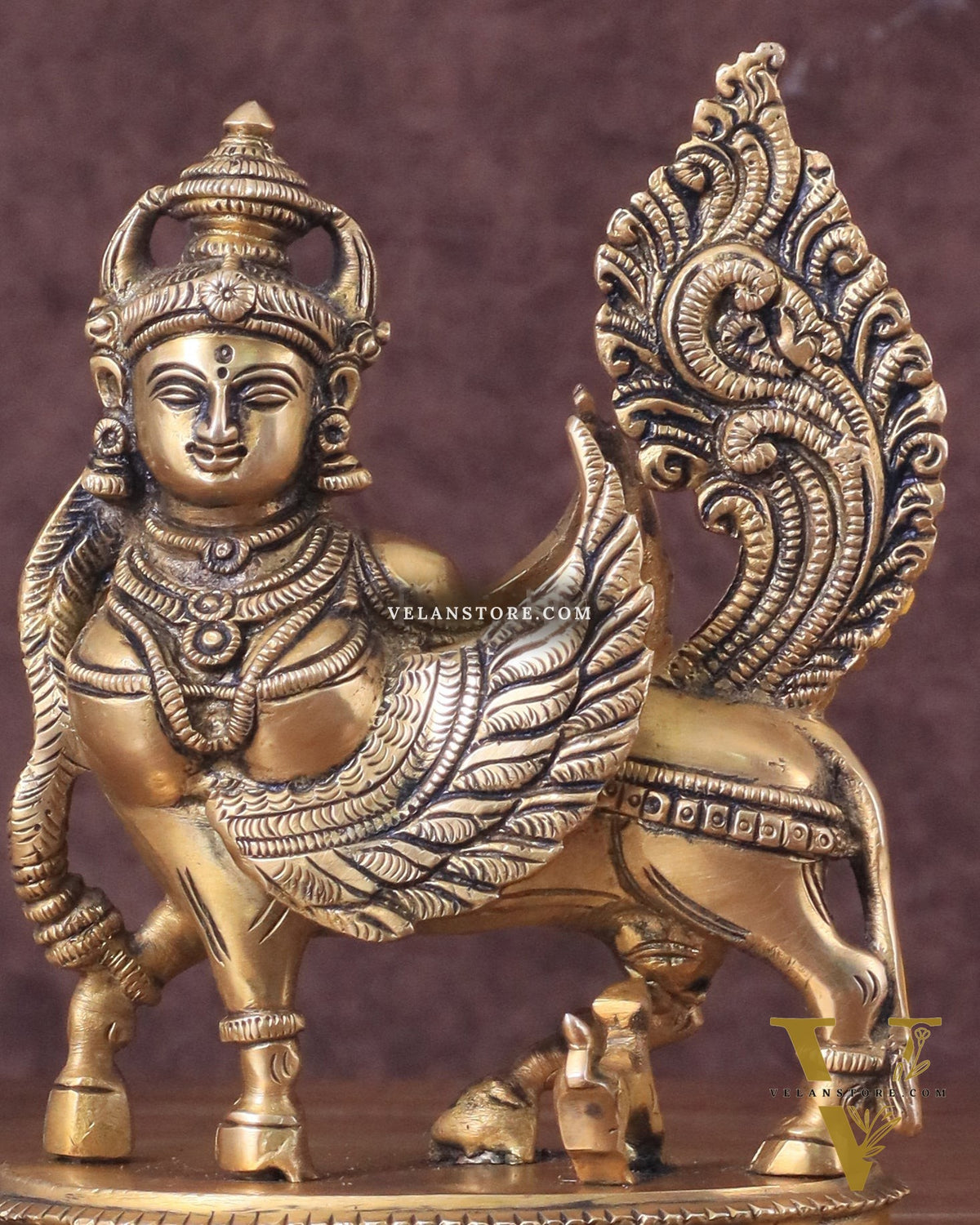 Brass Superfine Kamdhenu Cow with Calf Idol - Gold Finish, Divine Symbol of Abundance