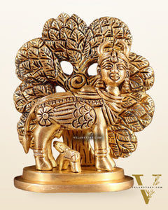 Brass Superfine Kamdhenu with Wings & Kalpavriksha Idol 4.5"