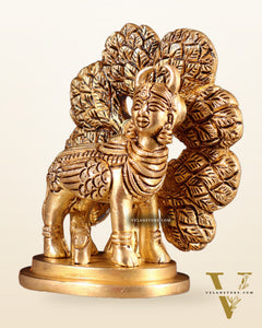 Brass Superfine Kamdhenu with Wings & Kalpavriksha Idol 4.5"
