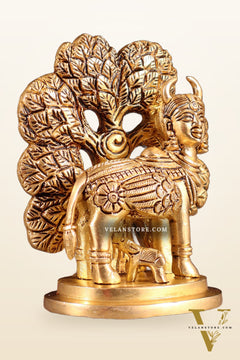 Brass Superfine Kamdhenu with Wings & Kalpavriksha Idol 4.5"