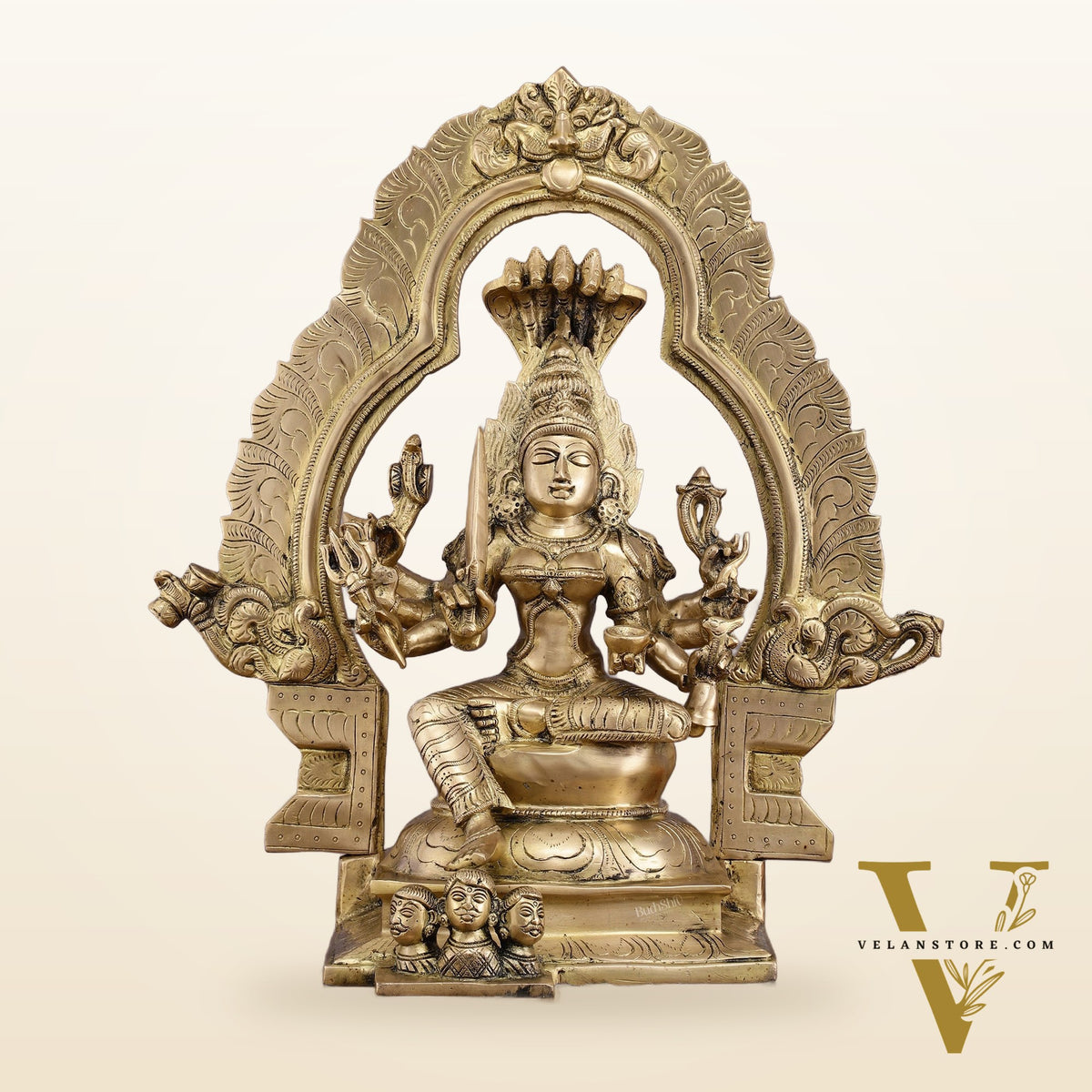 Brass Superfine Karmari Mariamman Statue with Prabhavali - 18" Height