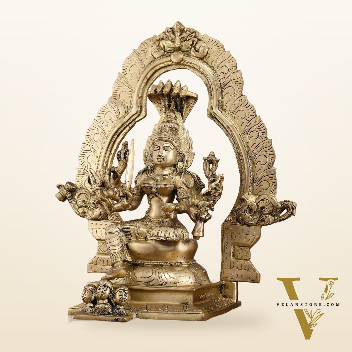 Brass Superfine Karmari Mariamman Statue with Prabhavali - 18" Height