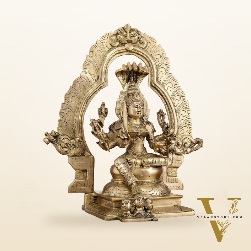 Brass Superfine Karmari Mariamman Statue with Prabhavali - 18" Height