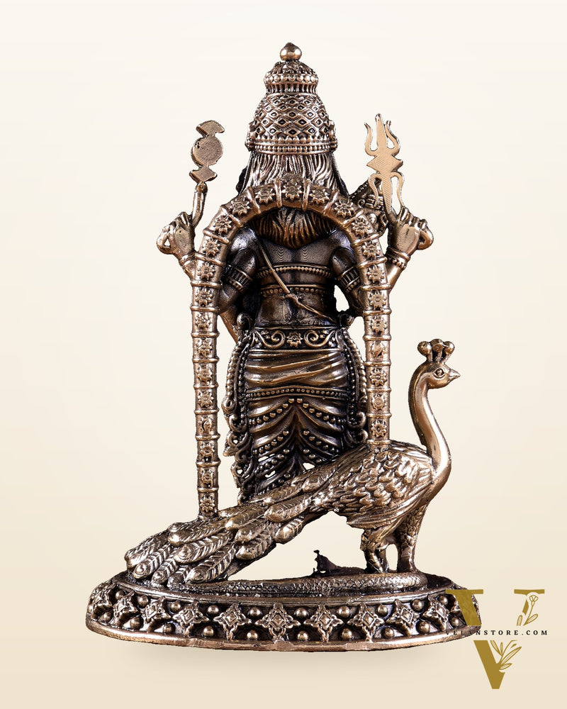 Brass Superfine Kartikeya Murugan Idol – Intricately Handcrafted 6 inch