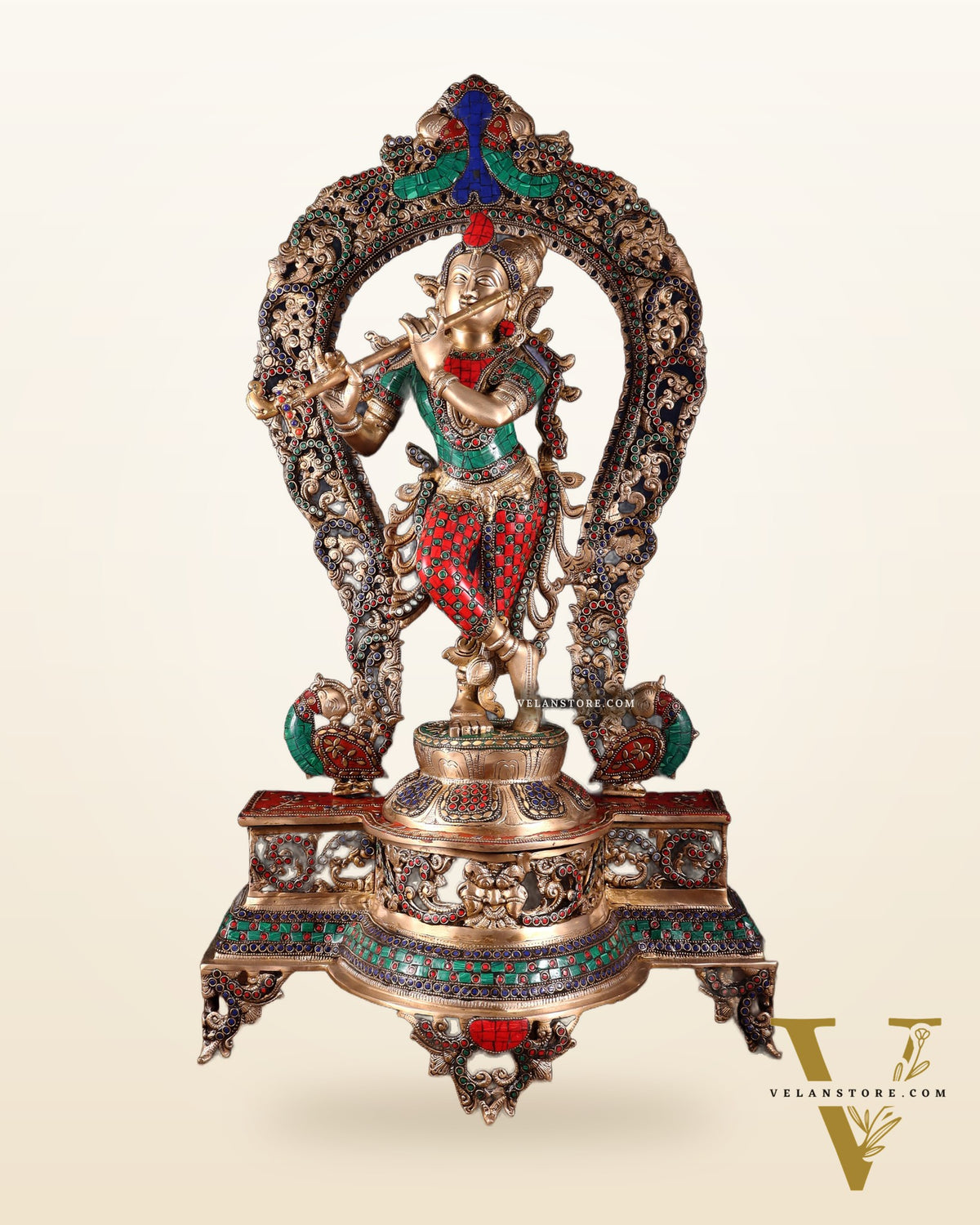 Brass Superfine Krishna large statue 31"