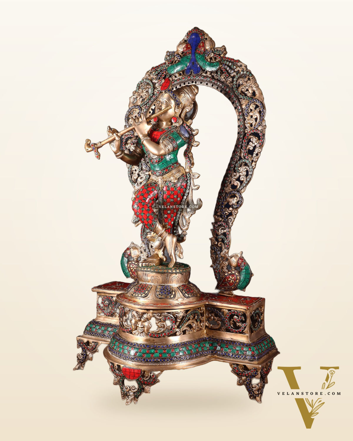 Brass Superfine Krishna large statue 31"