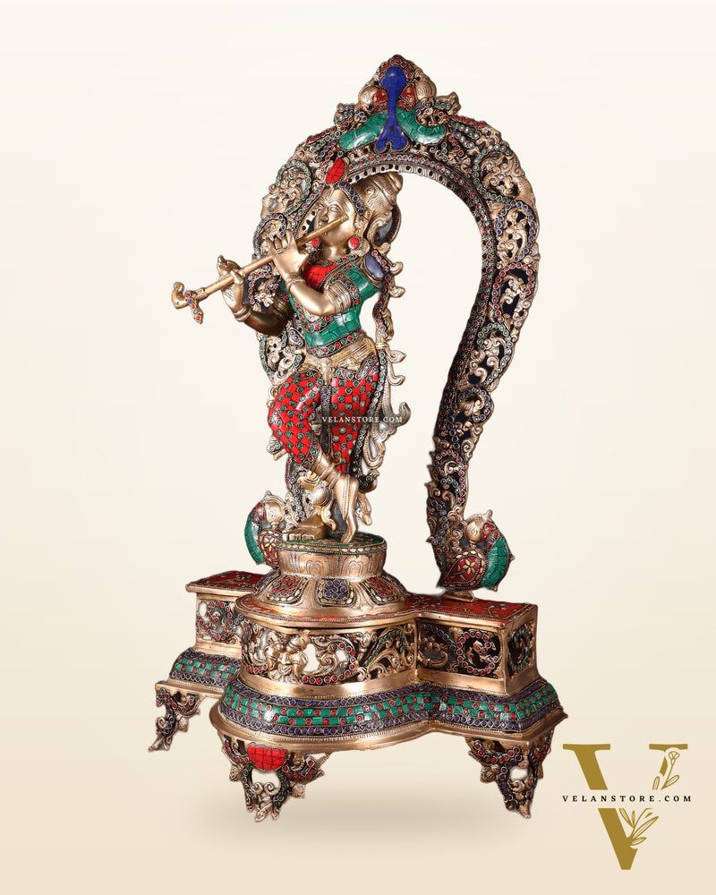 Brass Superfine Krishna large statue 31"