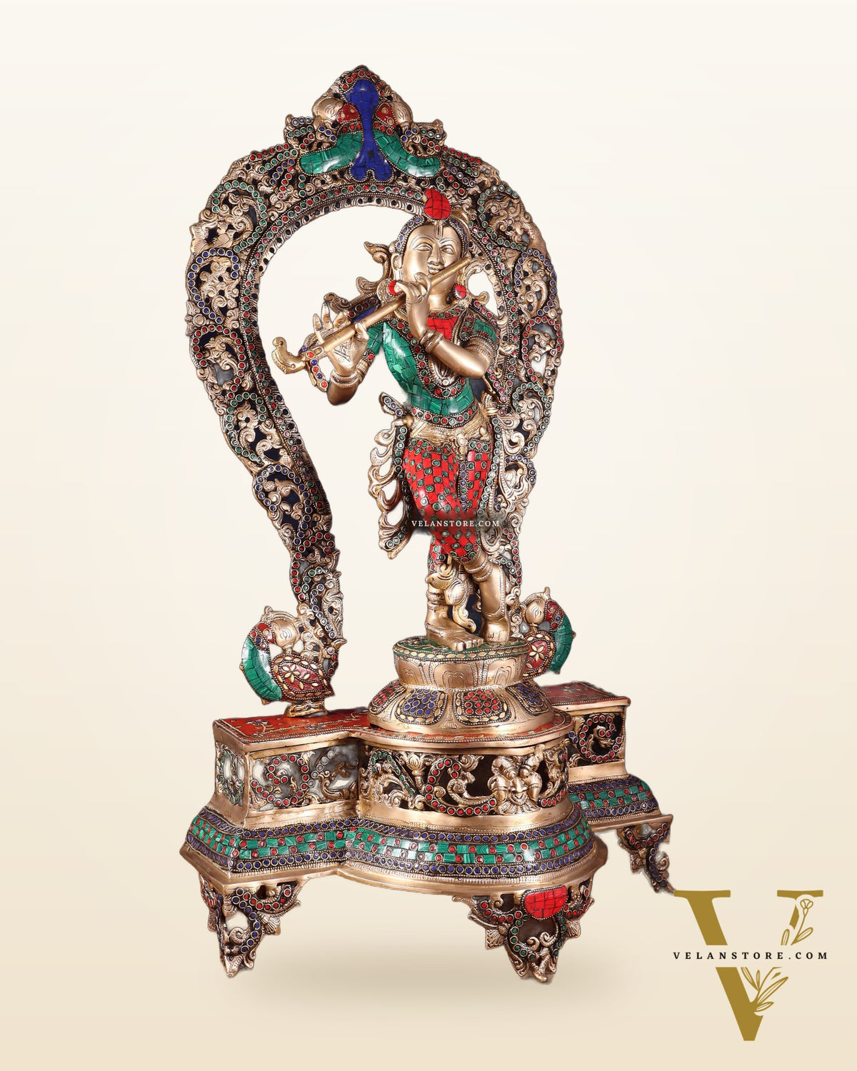 Brass Superfine Krishna large statue 31"