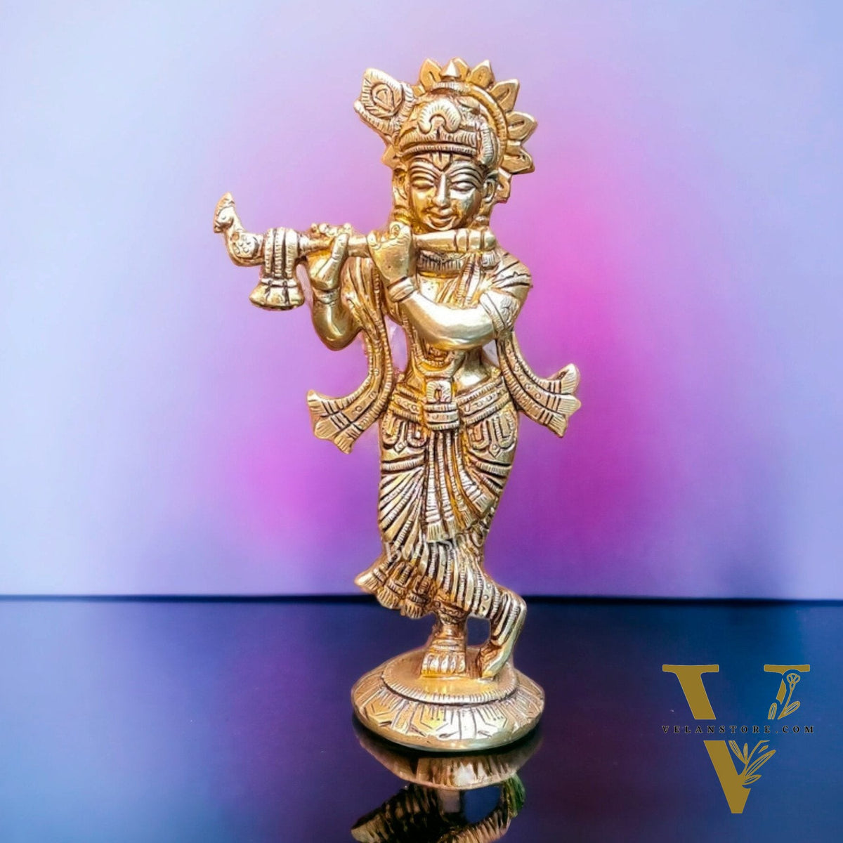 Brass Superfine Krishna Murti | Height 6.75 inches | Divine Artwork