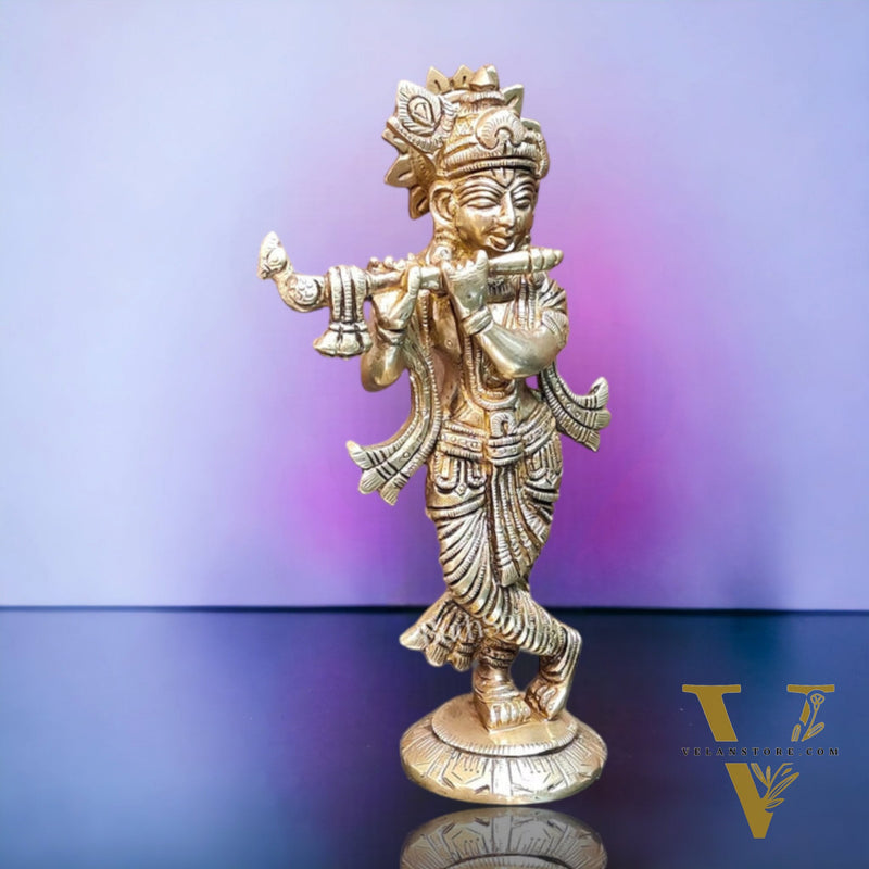 Brass Superfine Krishna Murti | Height 6.75 inches | Divine Artwork