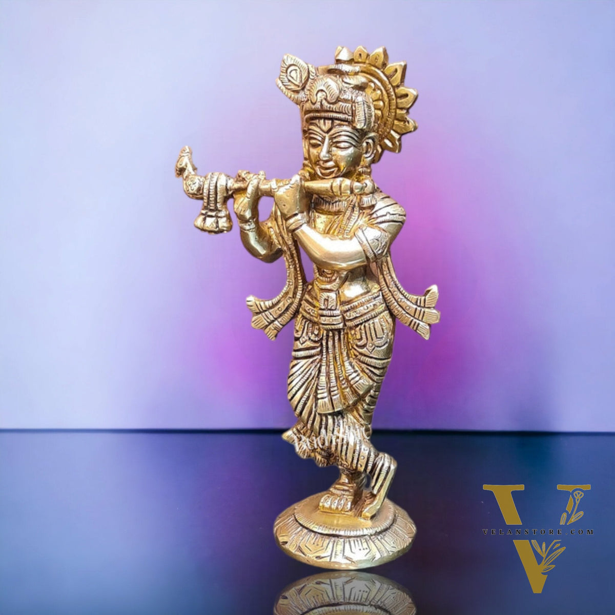 Brass Superfine Krishna Murti | Height 6.75 inches | Divine Artwork