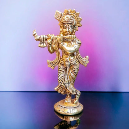 Brass Superfine Krishna Murti | Height 6.75 inches | Divine Artwork