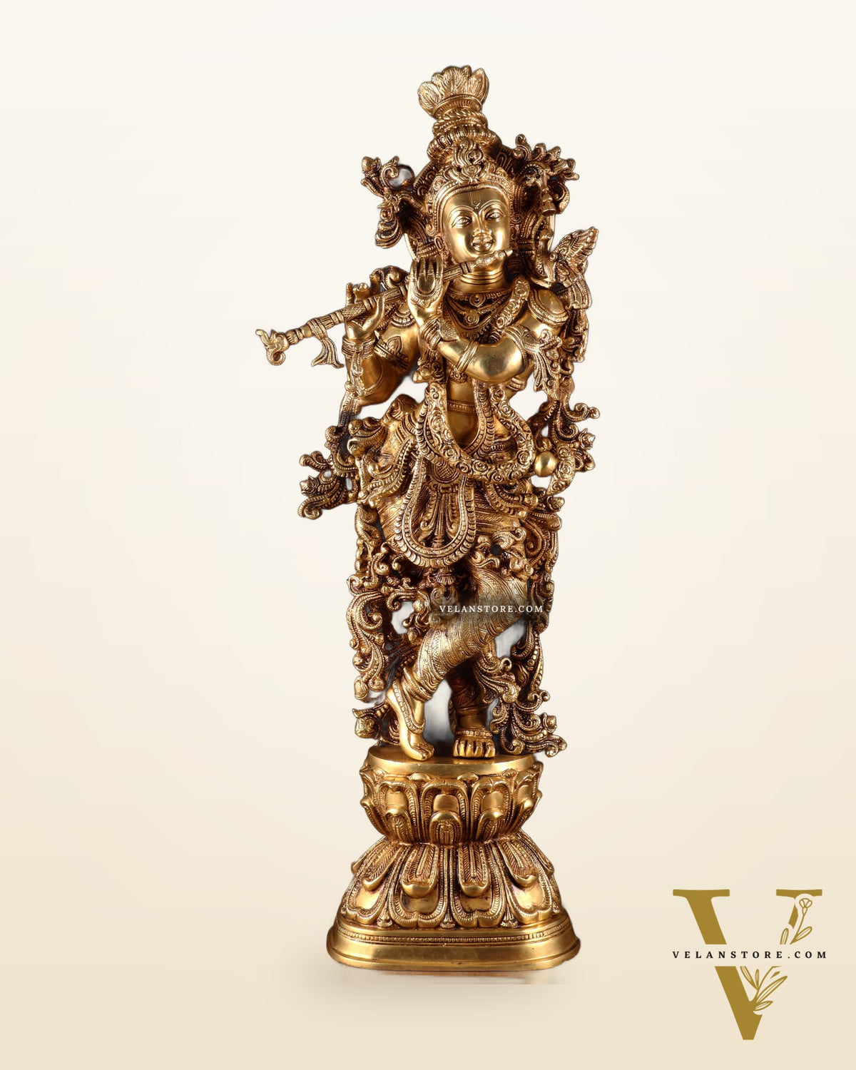 Brass Superfine Krishna Statue - 30" Original