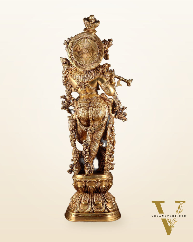 Brass Superfine Krishna Statue - 30" Original