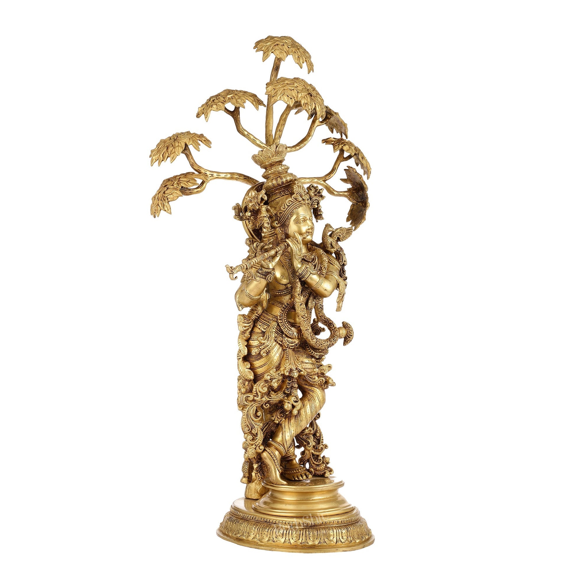Brass Superfine Krishna under Kalpavriksha statue 35"